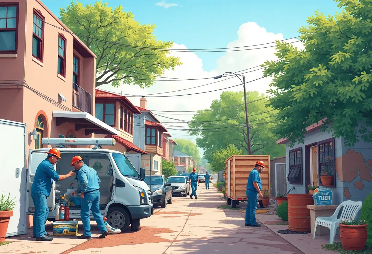 Local plumbers providing services in an Austin neighborhood.