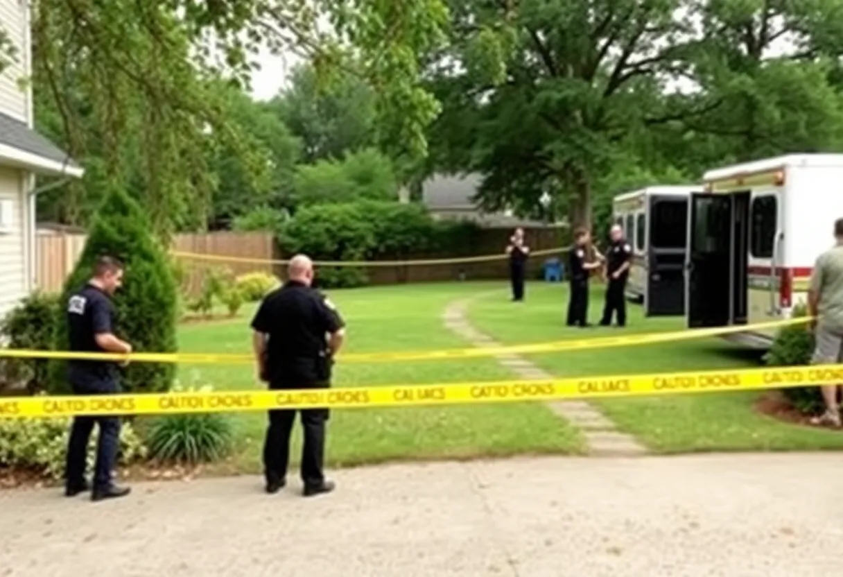 Police investigating a backyard crime scene in Austin Texas