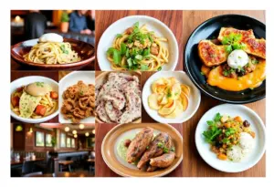 A variety of dishes from top restaurants in Austin, including comfort food and Middle Eastern cuisine