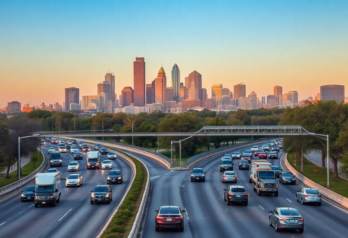 Heavy traffic congestion on a road in Austin, Texas