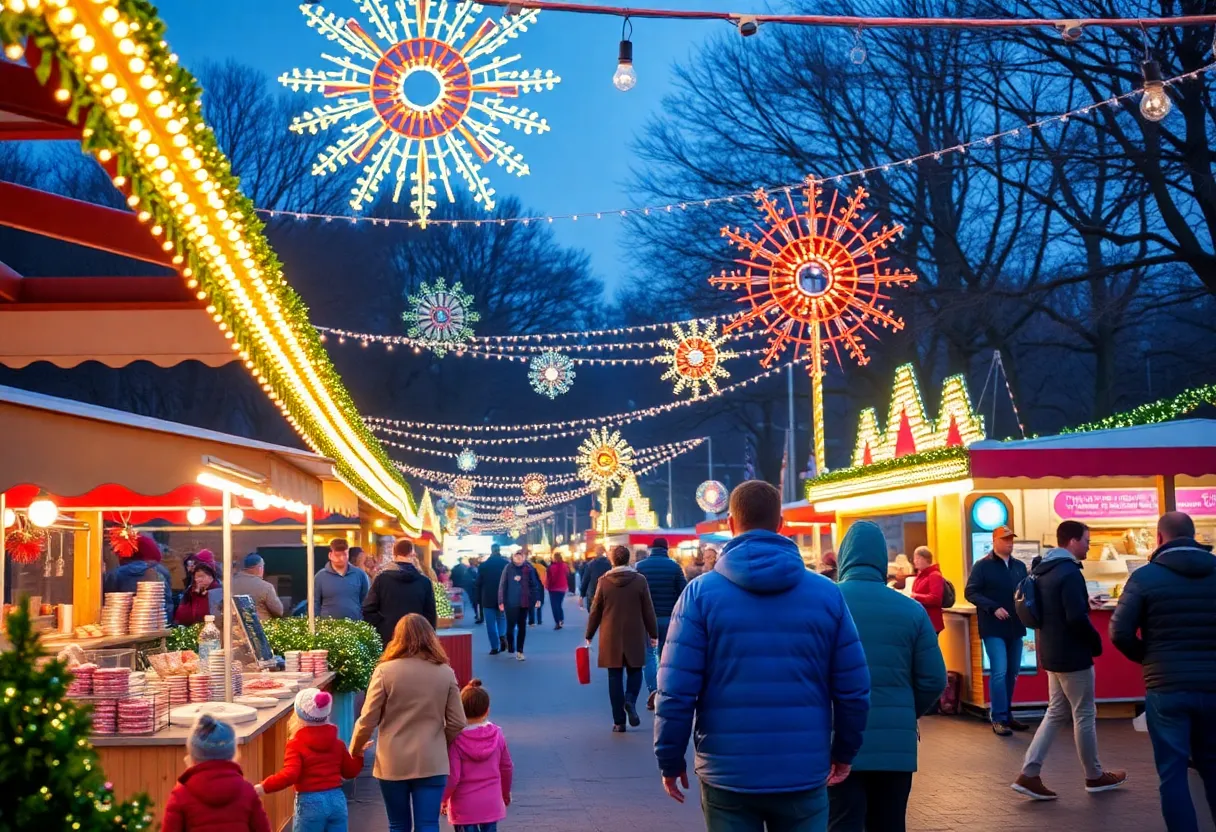 Families enjoying the holiday lights at Austin Trail of Lights
