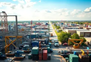 Baer Manufacturing expansion in Georgetown, Texas with workers and machinery.