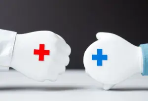 Graphic illustration depicting healthcare negotiations