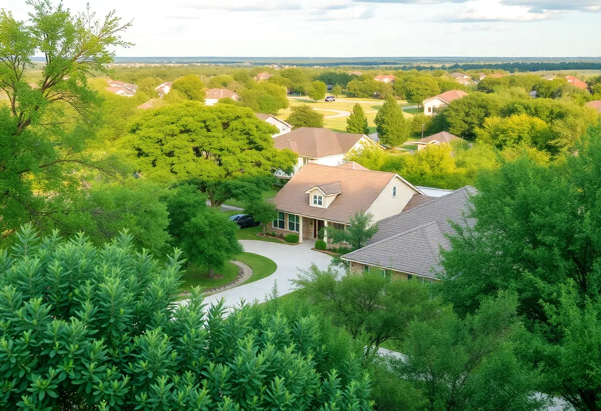 View of homes in a Central Texas neighborhood