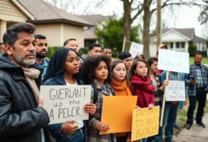 Group of community members searching for a missing person in Houston.