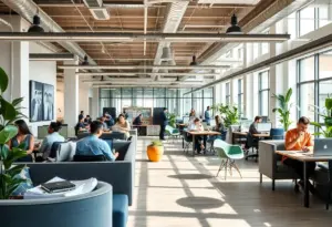 Diverse individuals collaborating in a coworking space