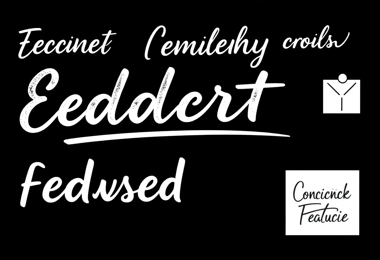 A collection of modern designs using cursive fonts.