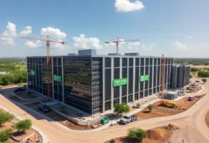 Construction site of a data center in Temple, Texas
