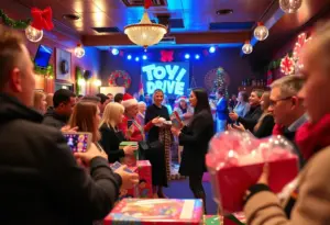 Community members donating toys at the December To Dismember toy drive event in Austin