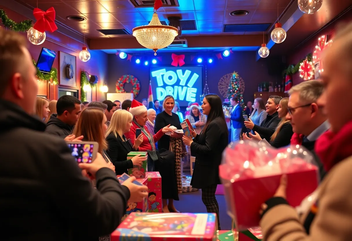Community members donating toys at the December To Dismember toy drive event in Austin