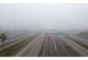 Dense fog covering Dallas-Fort Worth area leading to low visibility