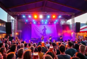 Band performing at Vista Brewing with a crowd enjoying the event