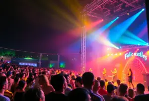 Crowd enjoying live music at Fall Out Boy's Loudernow event in Austin