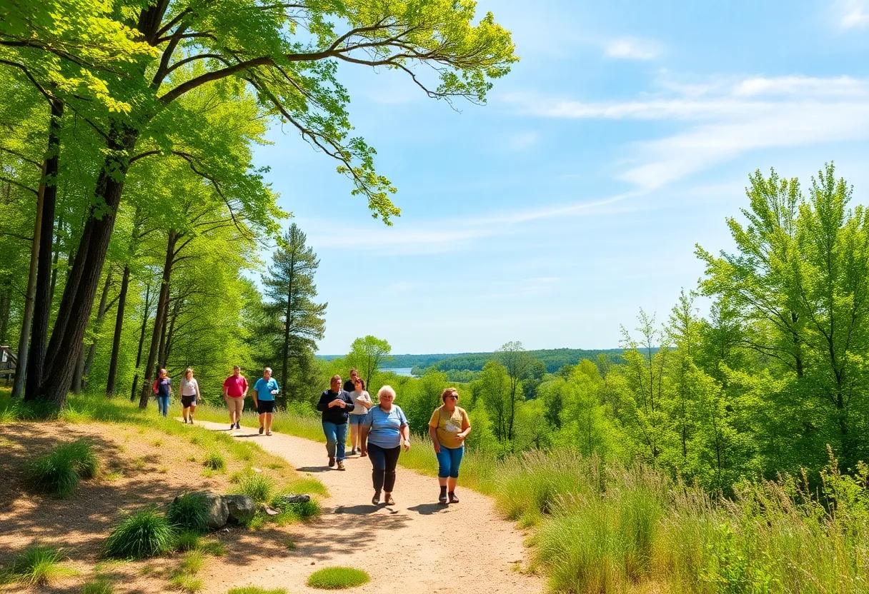 Participants enjoying the First Day Hike in a scenic park