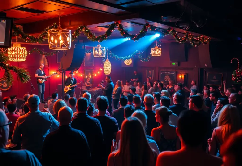 A lively performance at FitzGerald's Sidebar Nightclub with an audience enjoying the music.