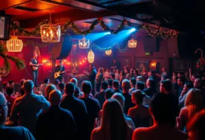 A lively performance at FitzGerald's Sidebar Nightclub with an audience enjoying the music.