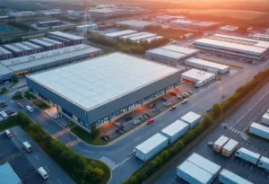 Aerial view of Futronic USA's new manufacturing facility near Tesla.
