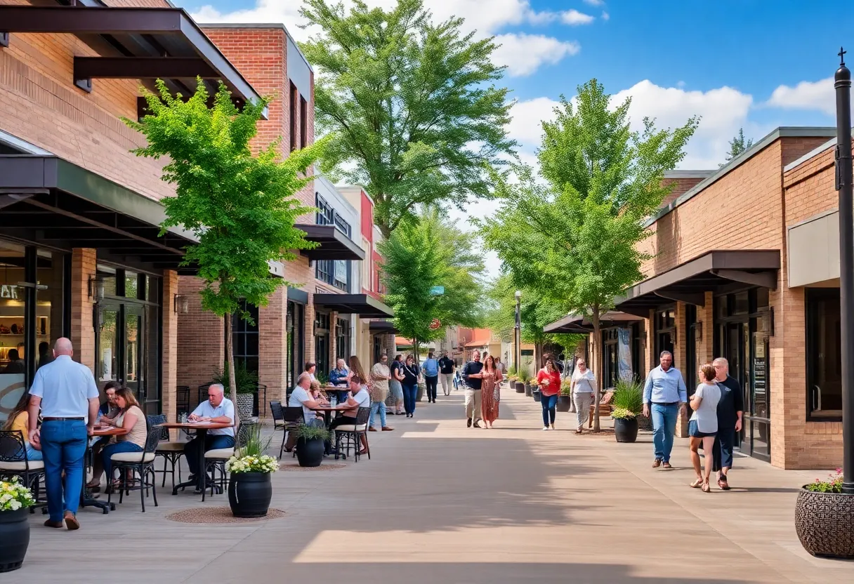 Vibrant Georgetown TX street with new businesses