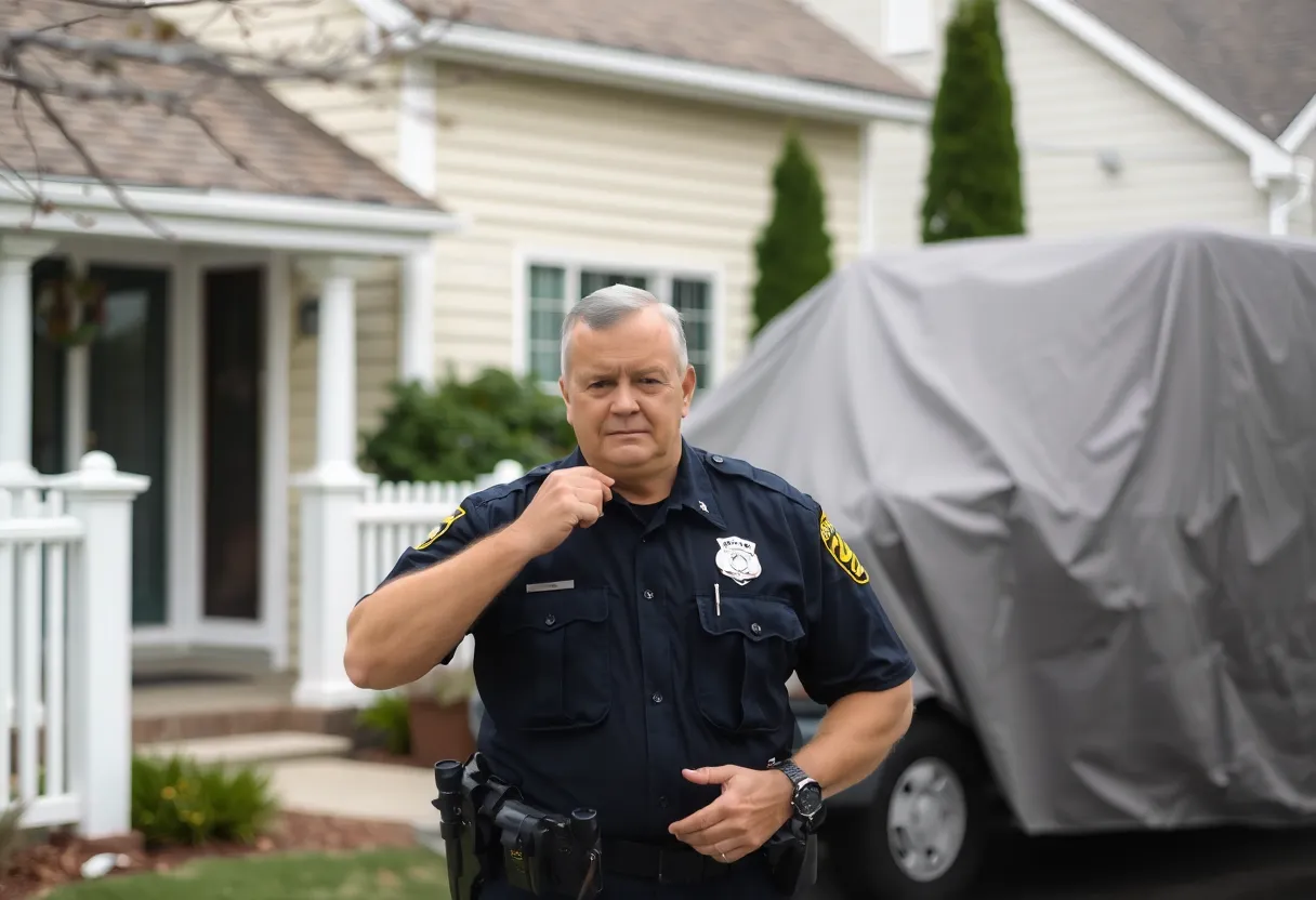 Law enforcement at the scene of a suspect's arrest