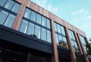 Corporate office symbolizing leadership change