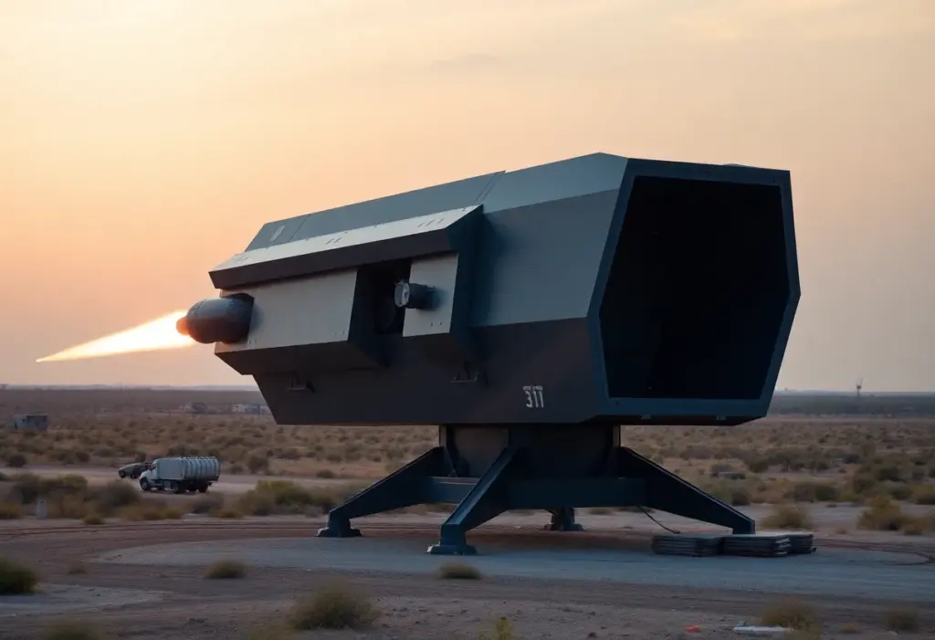 Illustration of the Golden Dome missile defense project in Texas featuring technology firms.