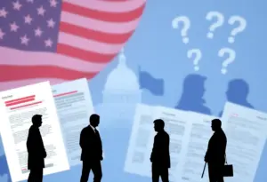 Silhouettes representing lawmakers with documents on transparency issues