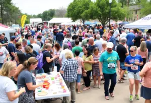 Community engagement at Hays County events with pottery painting and a marathon