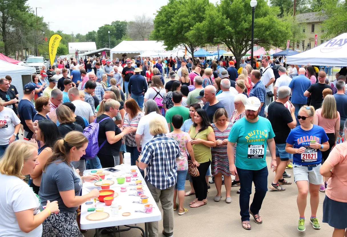 Community engagement at Hays County events with pottery painting and a marathon