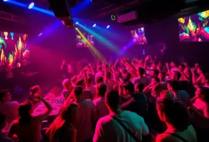 Crowd enjoying a live music event in Chicago's Heat Sync