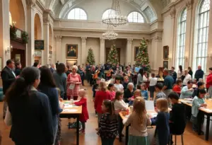 Community members participating in the H-E-B Free First Sunday event at the Bullock Museum