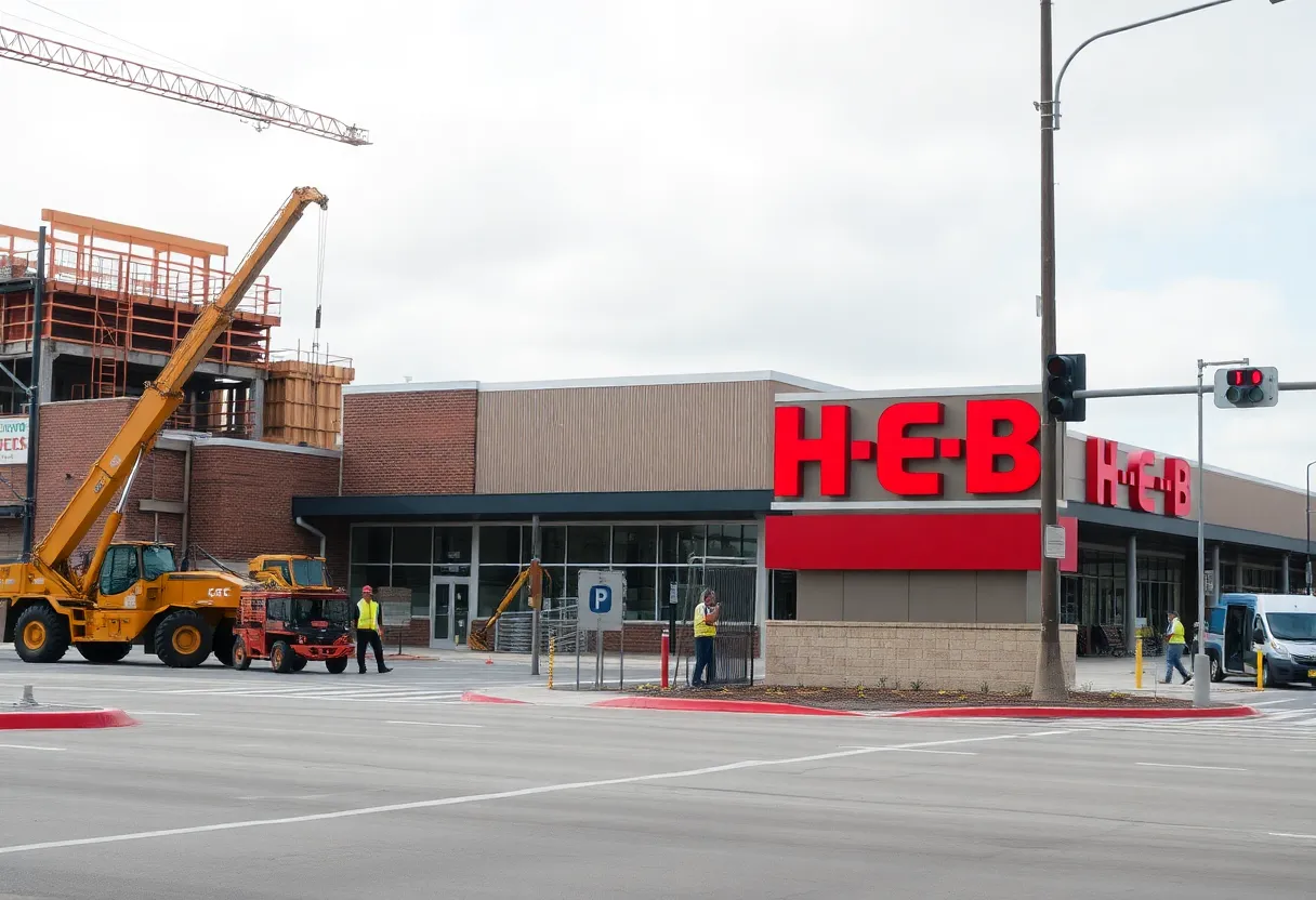 Construction site of the first H-E-B store in Dallas