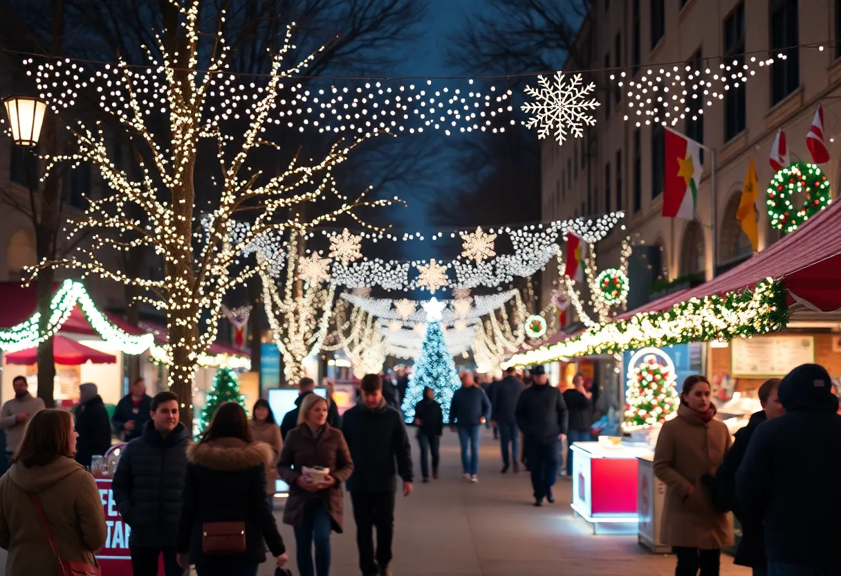 People enjoying holiday festivities in Austin, Texas.