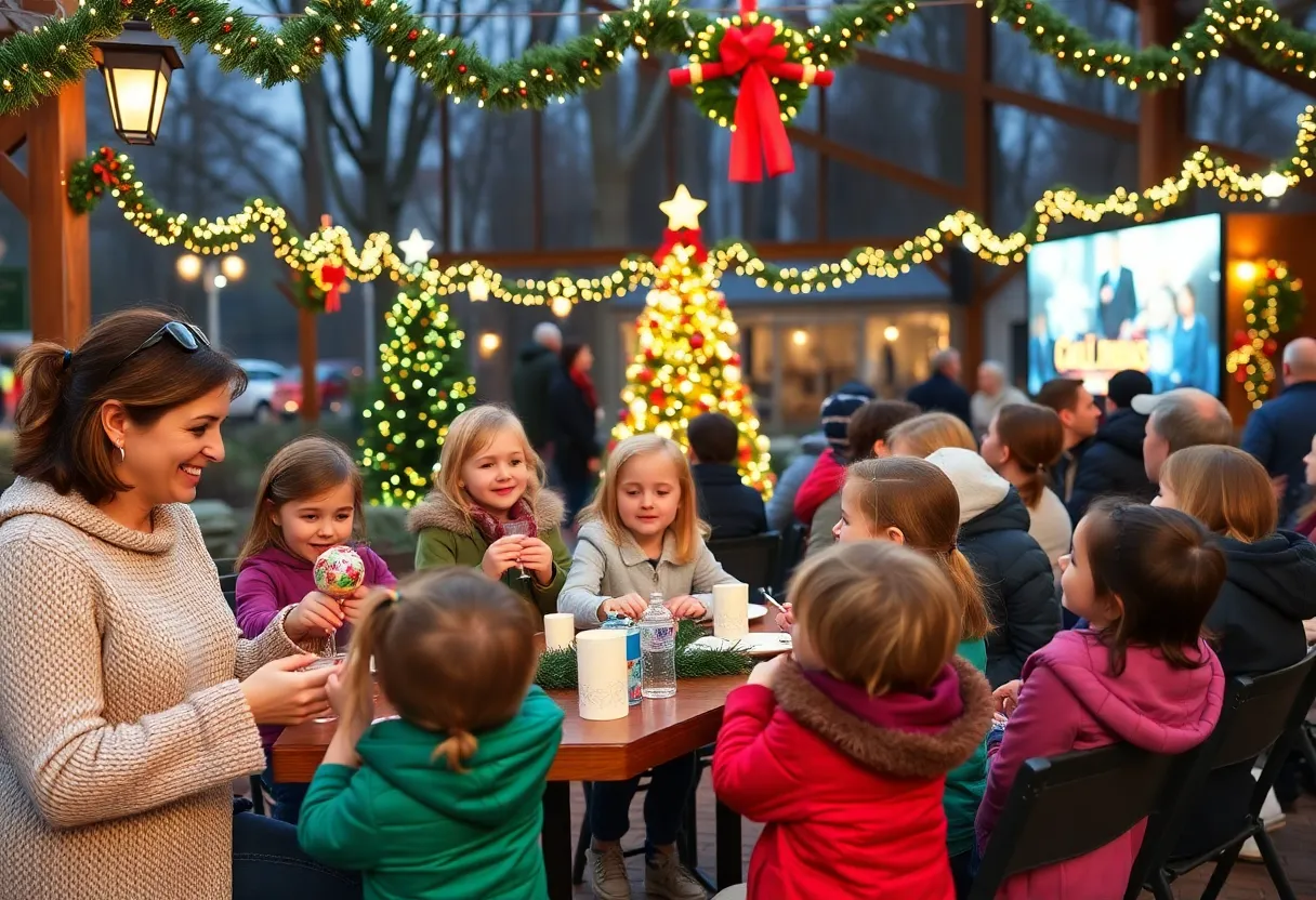 Families enjoying holiday activities at the Bullock Texas State History Museum