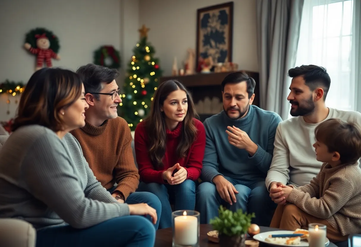 A holiday gathering with subtle tension among family members