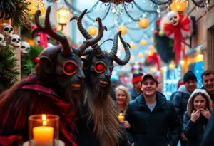 A blend of horror and holiday decorations at the Horror for the Holidays event in Austin.