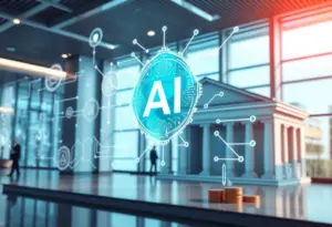 Conceptual image depicting HSBC's partnership with Mistral AI for banking innovation.