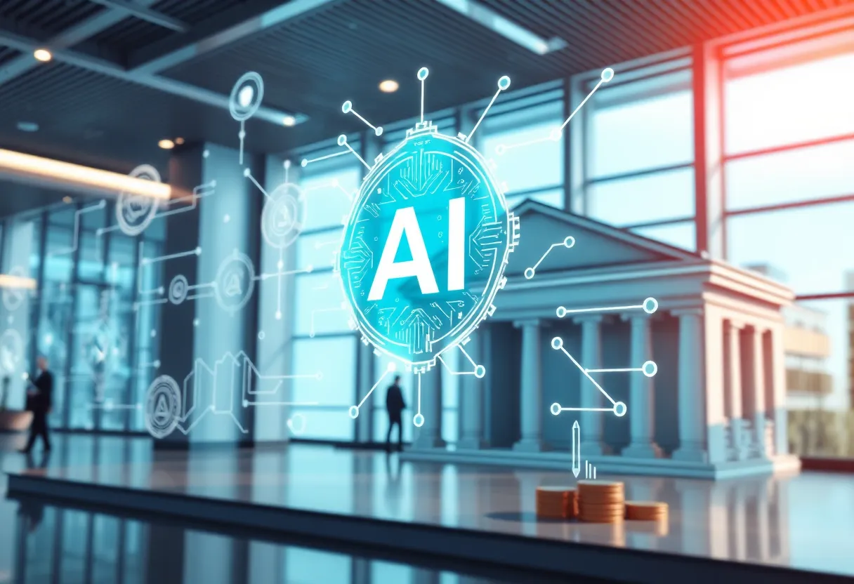 Conceptual image depicting HSBC's partnership with Mistral AI for banking innovation.