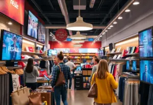 Visual representation of the IntelliCommerce reCommerce platform in a retail setting in Austin.