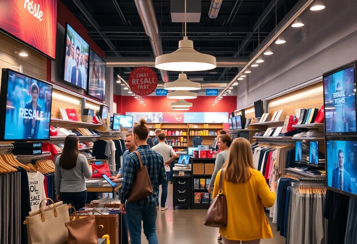 Visual representation of the IntelliCommerce reCommerce platform in a retail setting in Austin.