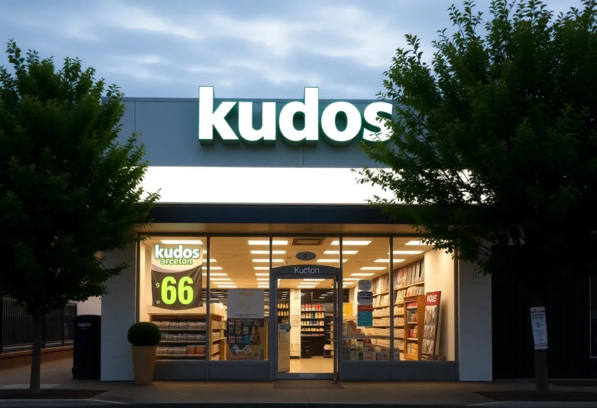 Exterior view of the new Kudos convenience store in Adelton, Bastrop