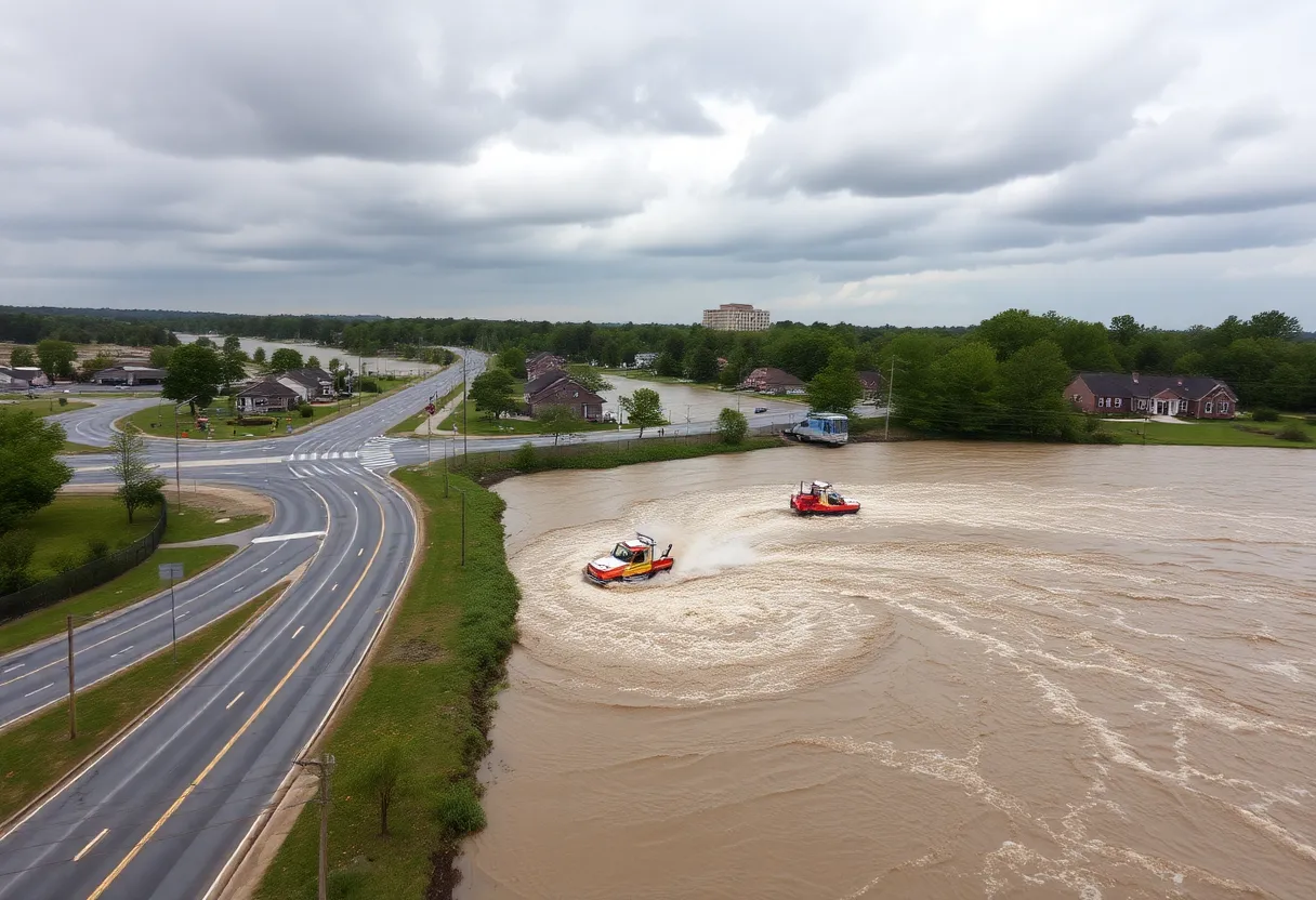 Rapidly rising floodwaters in Llano, Texas