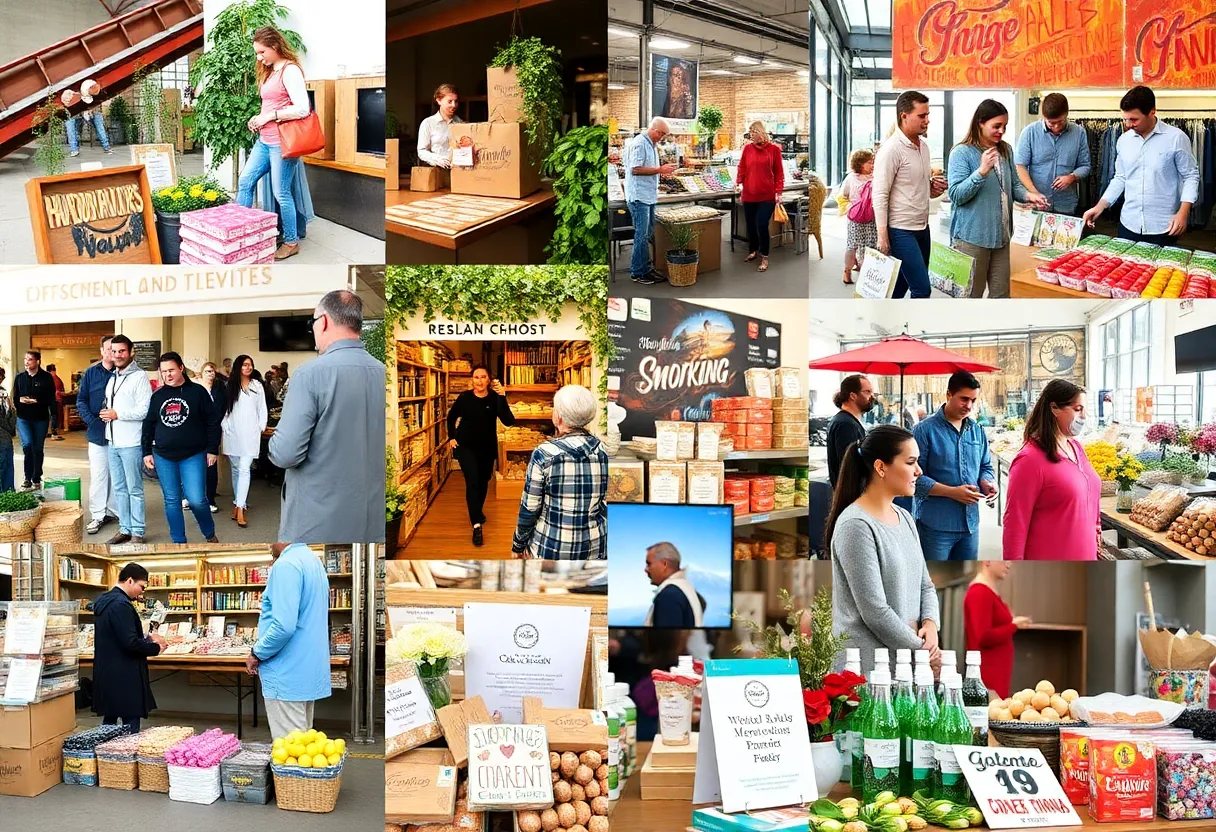 A visually engaging display of local businesses and nonprofit activities in Central Texas