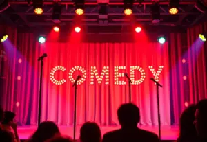 Stage setup for a stand-up comedy show