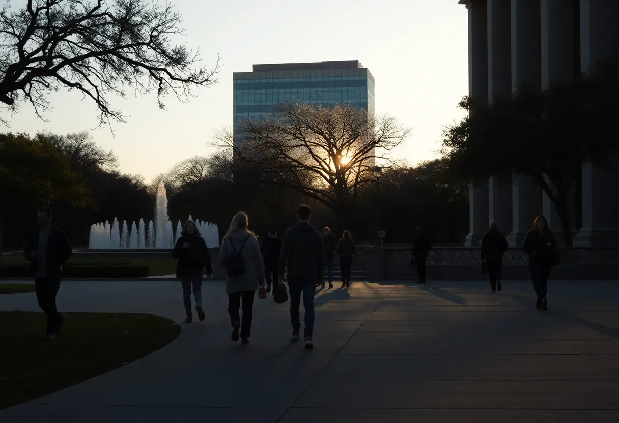 Memorial scene in Austin following the death of a university student