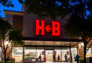 Facade of the new H-E-B store in East Austin