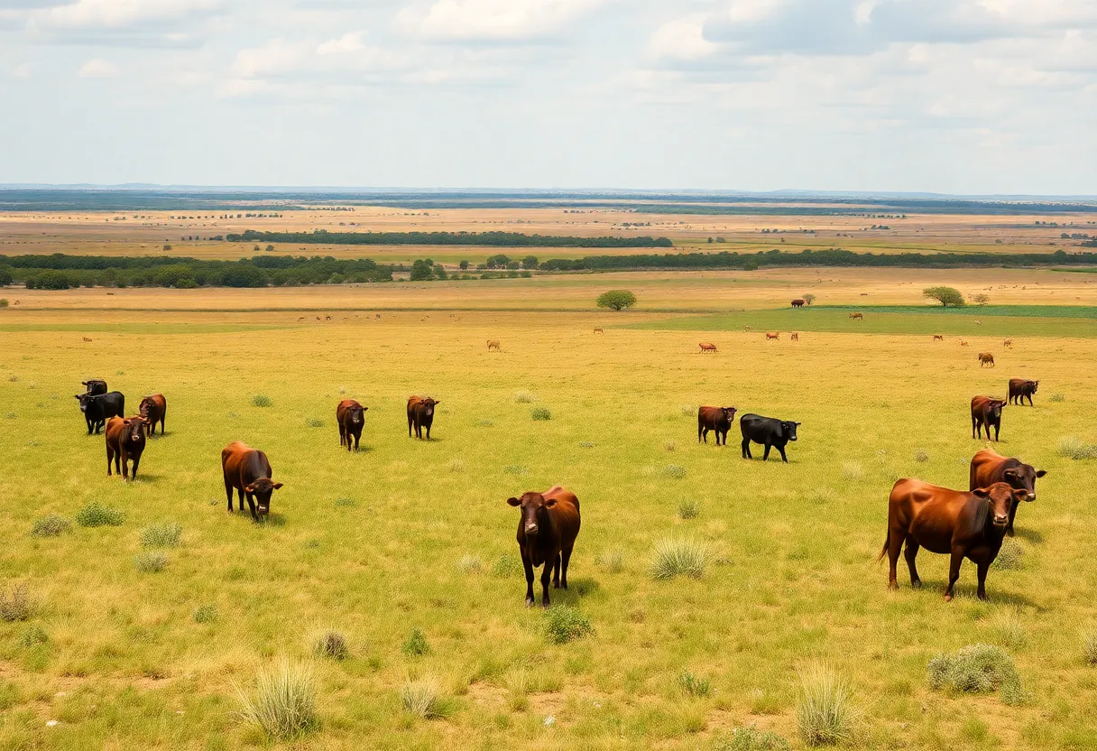 Texas agricultural landscape affected by the New World screwworm threat.