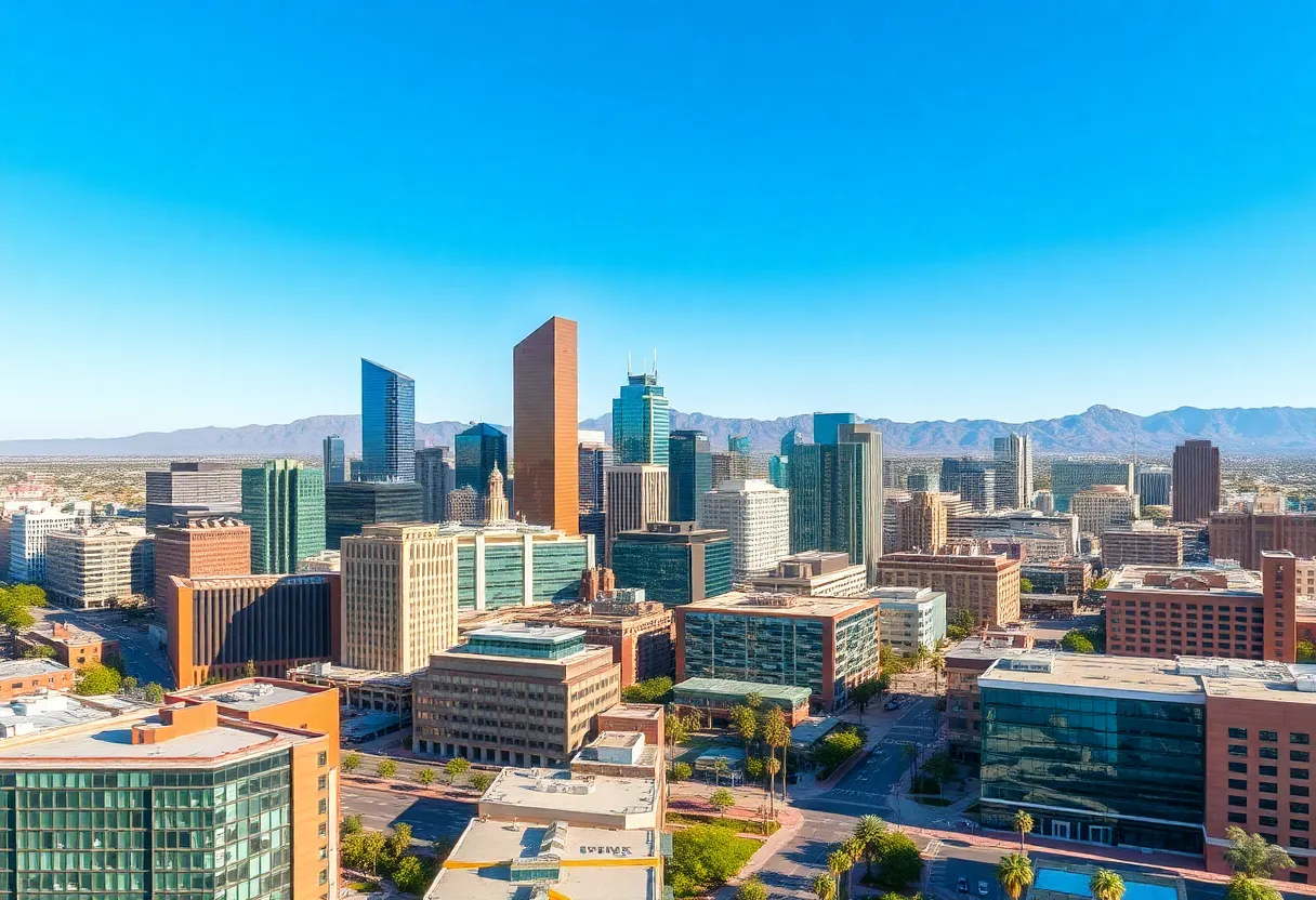 City skyline of Phoenix symbolizing entrepreneurship and innovation.