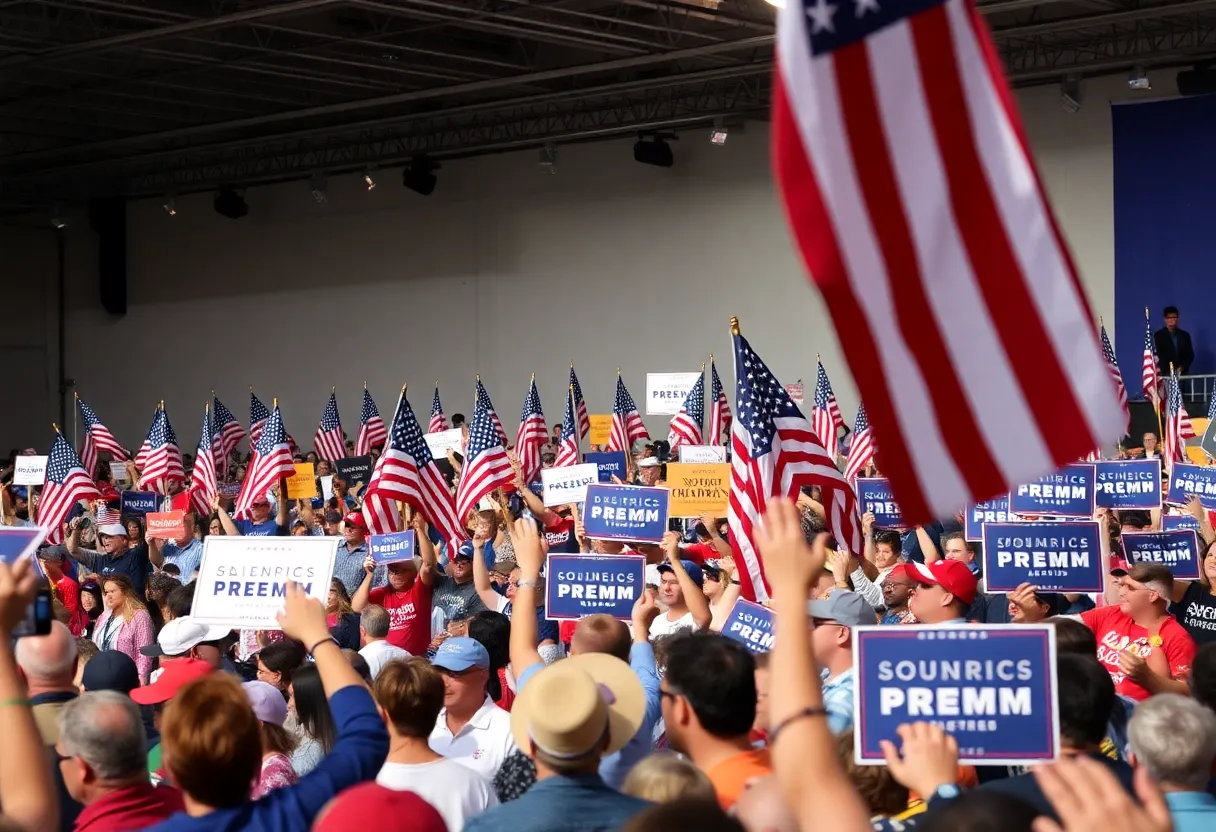 A vibrant political rally in South Texas showcasing community engagement and support.