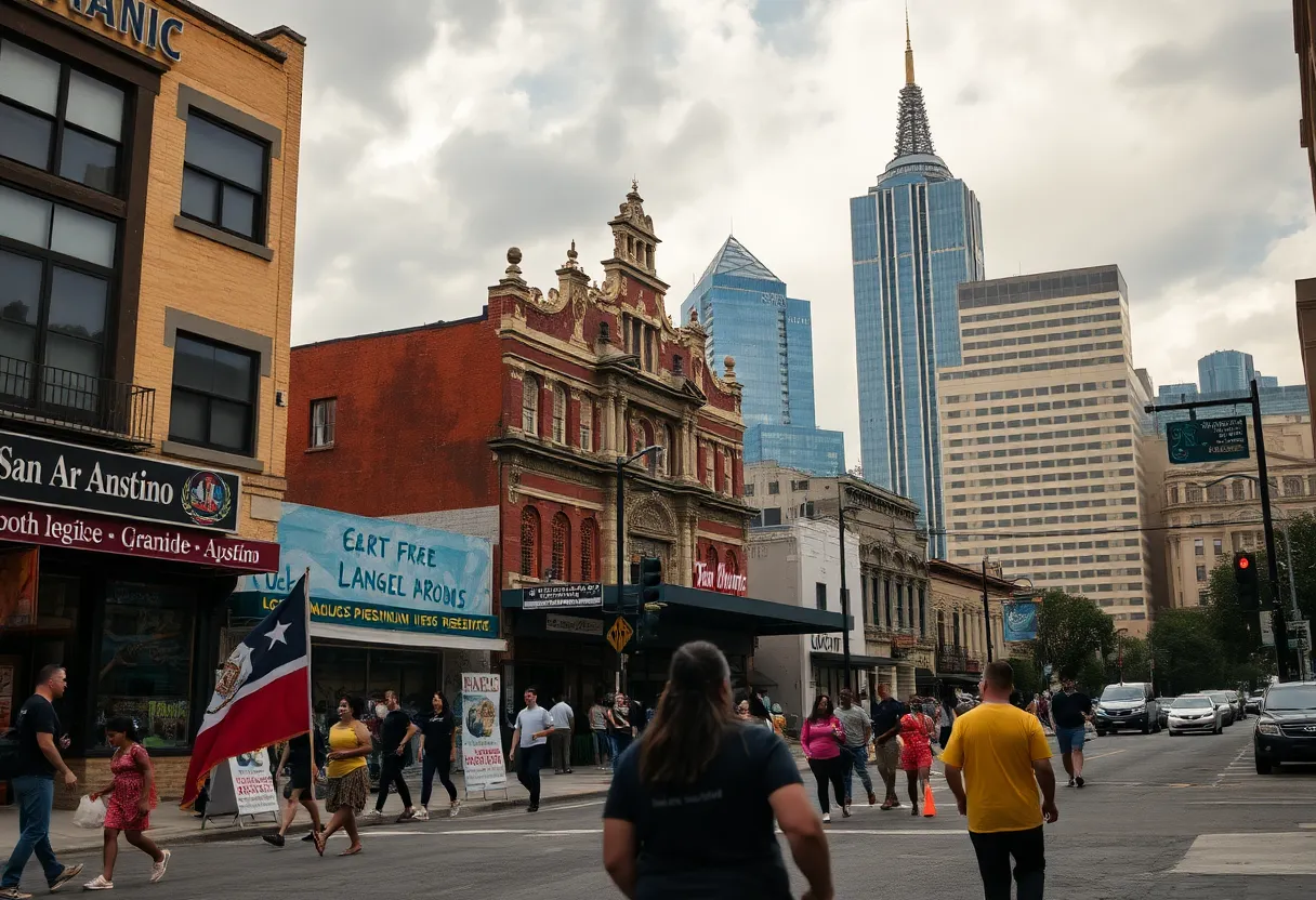 Urban scene showing San Antonio and Austin, symbolizing community resilience.