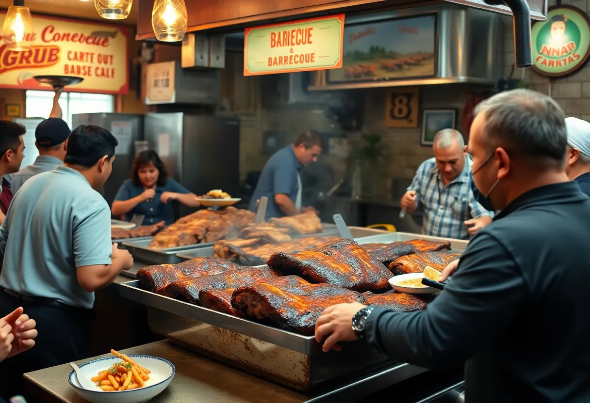 A variety of smoked meats served at a San Antonio barbecue restaurant.